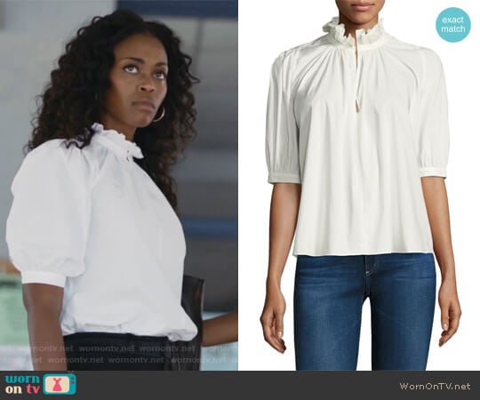 Short Sleeve Poplin Top by Rebecca Taylor worn by Anissa Pierce (Nafessa Williams) on Black Lightning