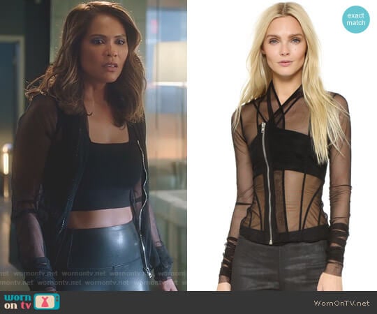 Mesh Jacket by Rick Owens Lilies worn by Mazikeen (Lesley-Ann Brandt) on Lucifer