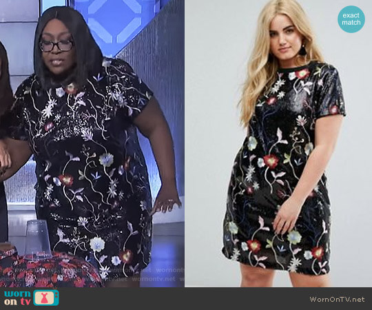 Floral Sequin Shift Dress by River Island worn by Loni Love  on The Real