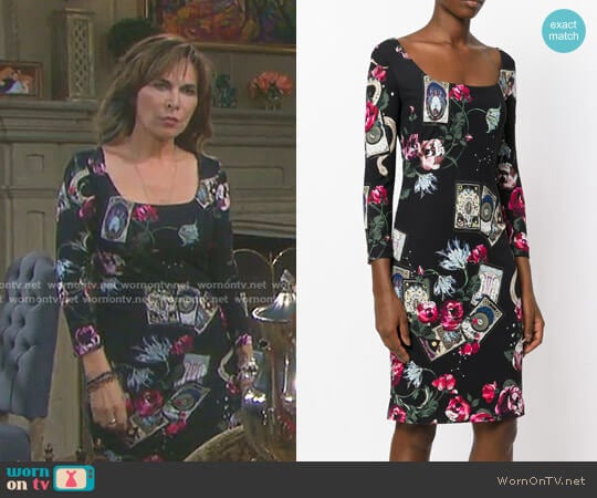 Mystic Garden Print Dress by Roberto Cavalli worn by Kate Roberts (Lauren Koslow) on Days of our Lives