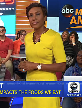 Robin’s yellow v-neck dress on Good Morning America