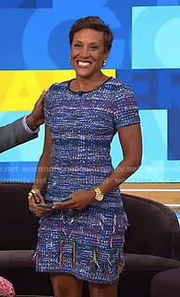 Robin’s blue tweed dress on Good Morning America