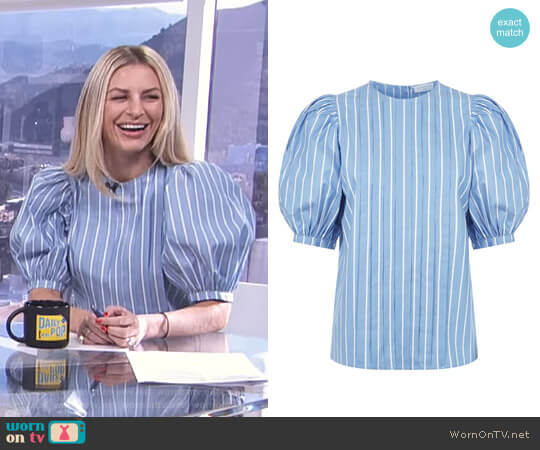 Balloon Sleeve Blouse by Sandro worn by Morgan Stewart on E! News