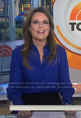 Savannah’s blue ruched cuff blouse on Today