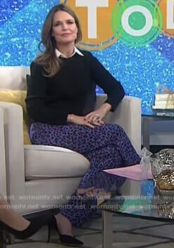 Savannah’s purple leopard print pants on Today