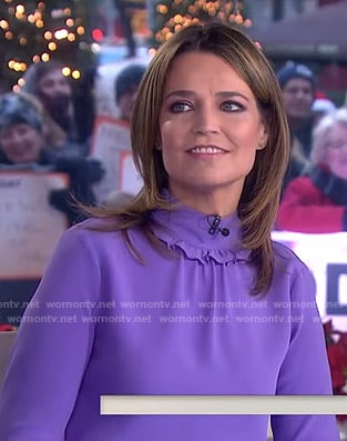 Savannah’s purple ruffle mock neck top on Today