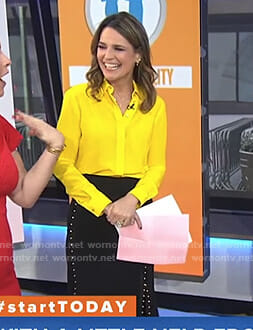 Savannah’s yellow blouse and black studded skirt on Today