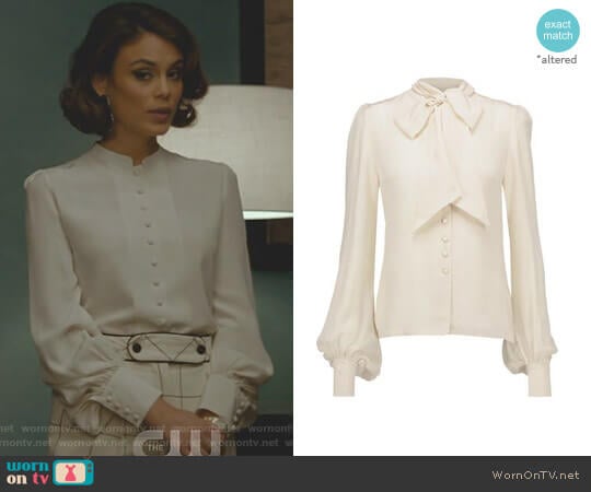 Pussy-bow Silk Blouse by Talitha worn by Cristal Flores (Nathalie Kelley) on Dynasty