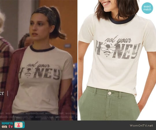 Not Your Honey Ringer Tee by TopShop worn by Nomi Segal (Emily Arlook) on Grown-ish