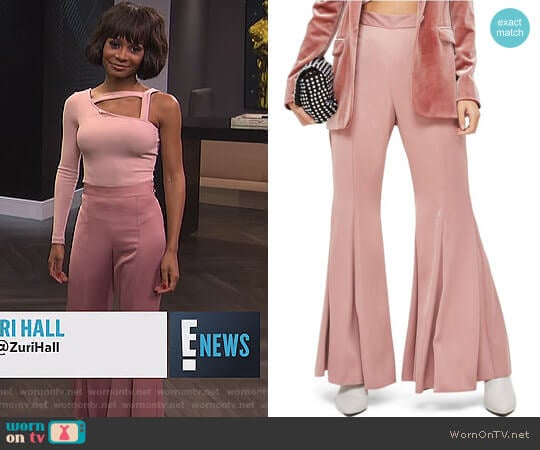 Satin Super Flare Trousers by Topshop worn by Zuri Hall on E! News