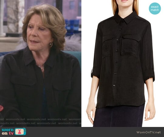 Roll Sleeve Utility Shirt by Two by Vince Camuto worn by Judy Roberts (Linda Lavin) on 9JKL