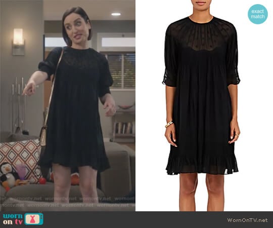 Victorian Evangeline Silk Georgette Minidress by Ulla Johnson worn by Jennifer Short (Zoe Lister-Jones) on Life in Pieces