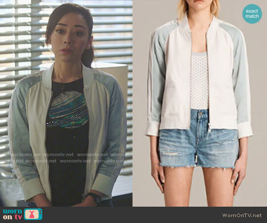 Varley Leather Bomber Jacket by All Saints worn by Ella Lopez (Aimee Garcia) on Lucifer