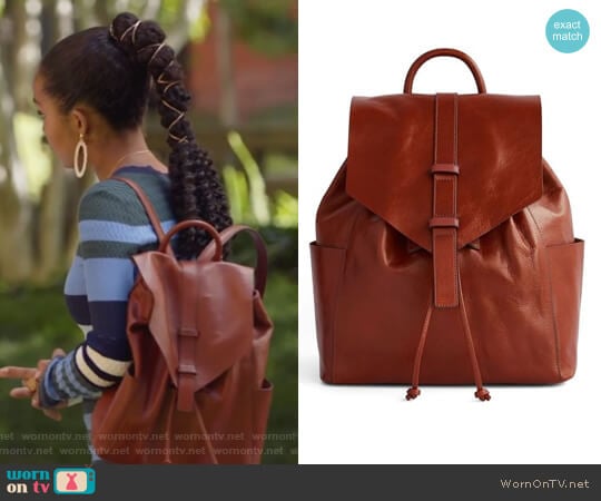 Big Sky Leather Backpack by Vera Bradley worn by Zoey Johnson (Yara Shahidi) on Grown-ish