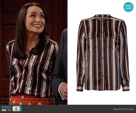 Veronica Beard Poppy Striped Blouse  worn by Quinn Fuller (Rena Sofer) on The Bold and the Beautiful