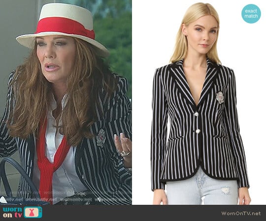 Spirit Striped Pique Blazer by Veronica Beard worn by Lisa Vanderpump on The Real Housewives of Beverly Hills