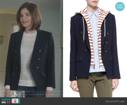 Captain Double-Breasted Jacket by Veronica Beard worn by Heather Hughes (Betsy Brandt) on Life in Pieces