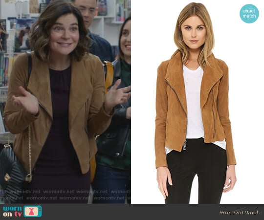 Suede Scuba Jacket by Vince worn by Heather Hughes (Betsy Brandt) on Life in Pieces