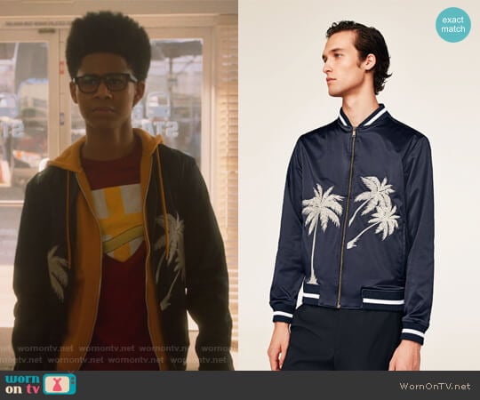 Embroidered Bomber Jacket by Zara worn by Alex Wilder (Rhenzy Feliz) on Marvels Runaways