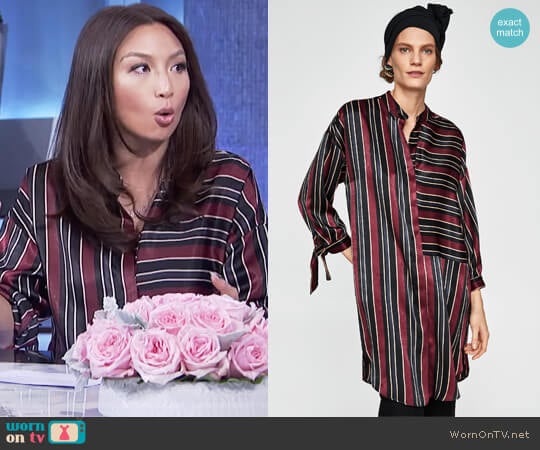 Striped Satin Dress by Zara worn by Jeannie Mai on The Real