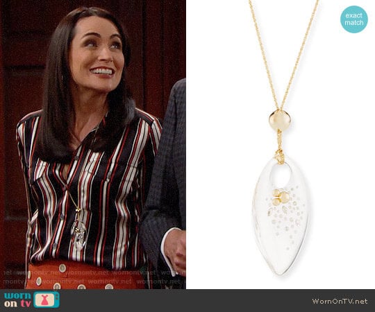 Alexis Bittar Large Lucite Marquis Pendant Necklace worn by Quinn Fuller (Rena Sofer) on The Bold and the Beautiful