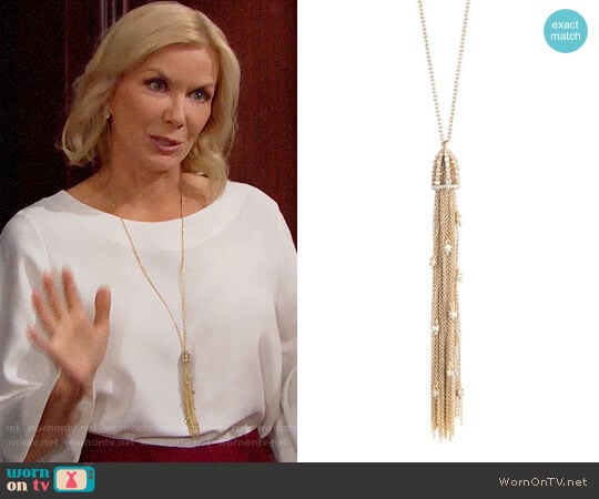 Alexis Bittar Cascading Crystal Tassel Necklace worn by Brooke Logan (Katherine Kelly Lang) on The Bold and the Beautiful