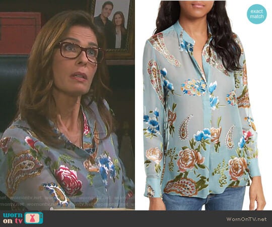 'Amos' Print Side Slit Tunic by Alice + Olivia worn by Hope Williams (Kristian Alfonso) on Days of our Lives