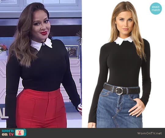 'Becker' Optional Collar Bodysuit by Alice + Olivia worn by Adrienne Houghton on The Real