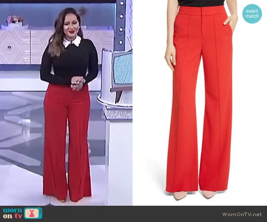 'Dylan' High-Waist Wide Leg Pants by Alice + Olivia worn by Adrienne Houghton on The Real