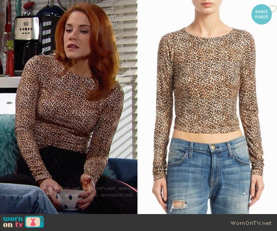 Alice + Olivia Delaina Leopard Print Top worn by Sally Spectra (Courtney Hope) on The Bold and the Beautiful