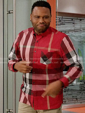 Andre's red large check print shirt on Black-ish