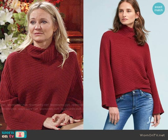 Anthropologie Moth Tisbury Turtleneck Pullover worn by Sharon Newman (Sharon Case) on The Young and the Restless