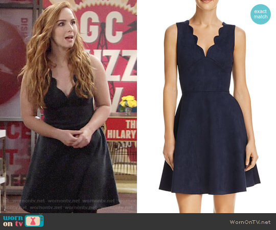 Aqua Scalloped Faux Suede Dress worn by Mariah Copeland (Camryn Grimes) on The Young & the Restless