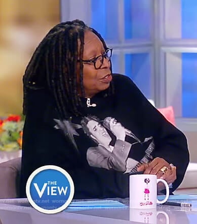 Whoopi’s black oversized elvis dress on The View