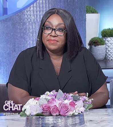 Loni's black wrap jumpsuit on The Real