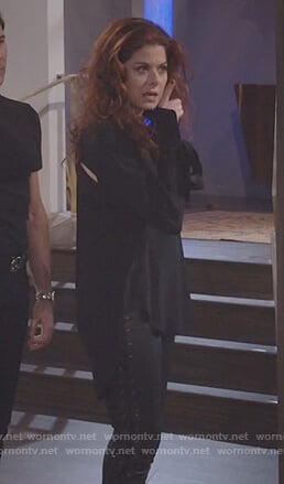 Grace's black tie cuff blouse on Will and Grace