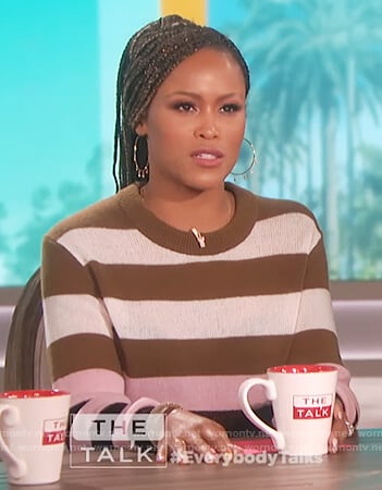 Eve’s block stripe sweater on The Talk