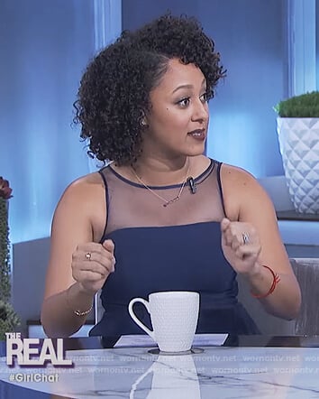 Tamera’s blue mesh inset dress on The Real