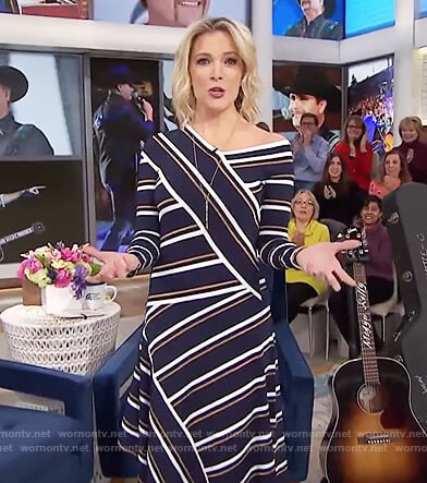 Megyn’s blue asymmetric striped dress on Megyn Kelly Today