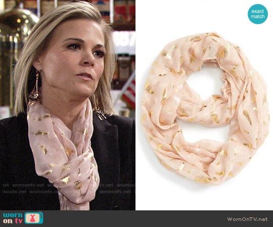 BP Feather Foil Infinity Scarf worn by Phyllis Newman (Gina Tognoni) on The Young and the Restless