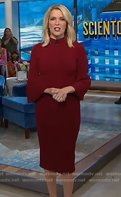 Megyn's red knit bell sleeve dress on Megyn Kelly Today