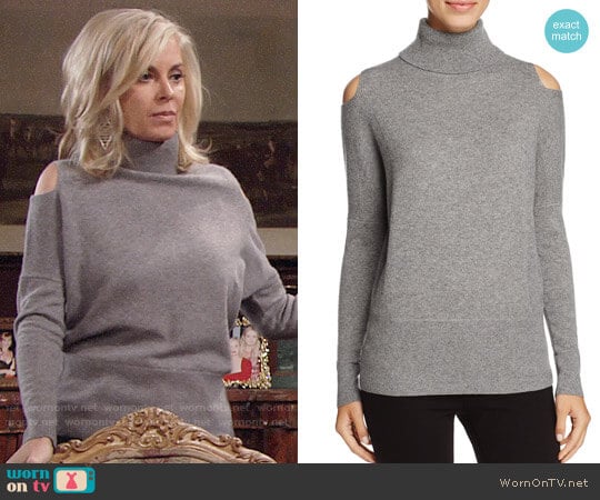 C by Bloomingdales Cashmere Turtleneck Cold-Shoulder Sweater worn by Ashley Abbott (Eileen Davidson) on The Young and the Restless