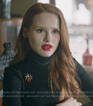 Cheryl's black top with leather mock neck on Riverdale