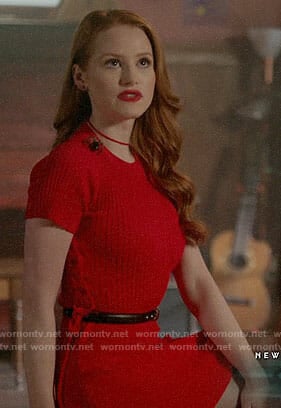 Cheryl's red dress with lace-up sides on Riverdale