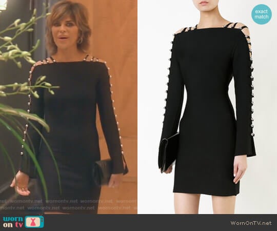 Strappy Sleeves Mini Dress by David Koma worn by Lisa Rinna on The Real Housewives of Beverly Hills