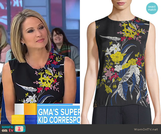 Floral-Print Silk Shell Top by Diane von Furstenberg worn by Amy Robach on Good Morning America