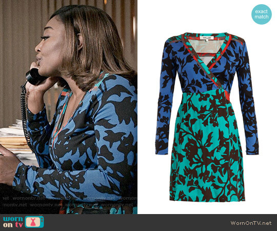 Diane von Furstenberg Brulon Foilage Print Wrap Dress worn by Daisy Grant (Patina Miller) on Madam Secretary