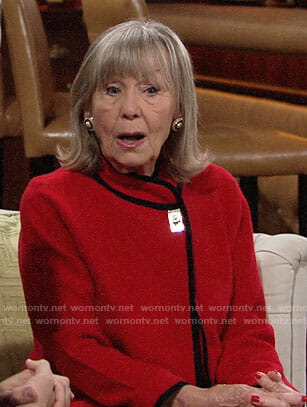 Dina’s red turnlock jacket on The Young and the Restless