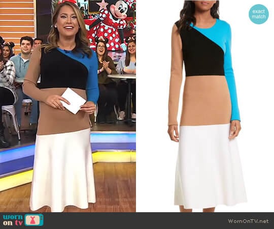 Crewneck Flare Knit Dress by Diane von Furstenberg worn by Ginger Zee on Good Morning America