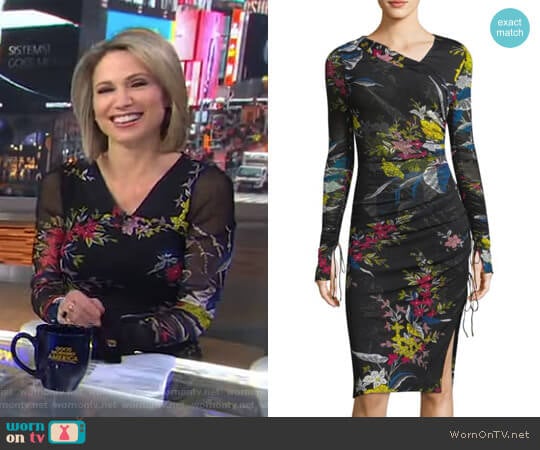 Floral-Print Ruched Dress by Diane von Furstenberg worn by Amy Robach on Good Morning America